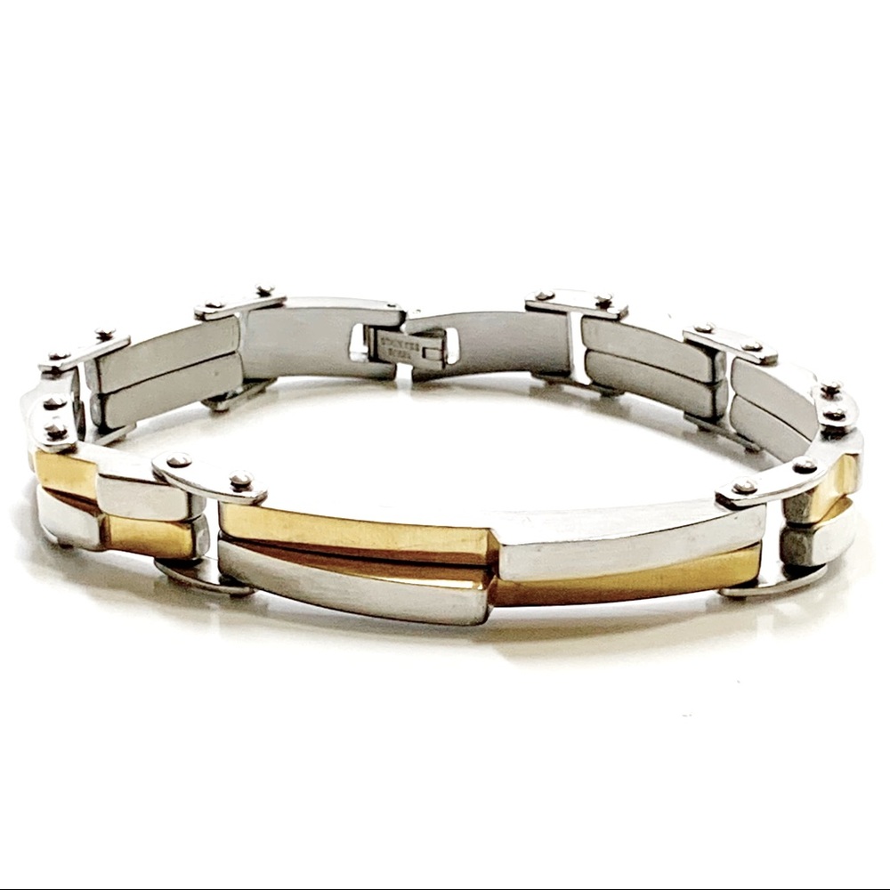 Men Silver Gold Chain Link Bracelet